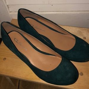 Teal suede wedge